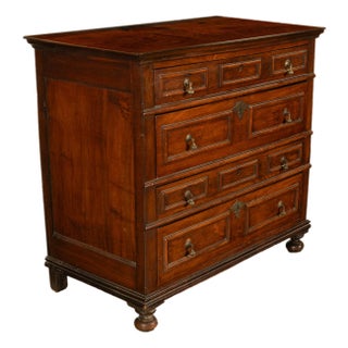 Antique English Country 17th Century Jacobean Charles II Oak Chest Drawers 1680 For Sale