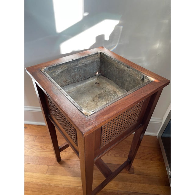 Vintage Walnut and Cane Jardiniere Planter For Sale - Image 4 of 9