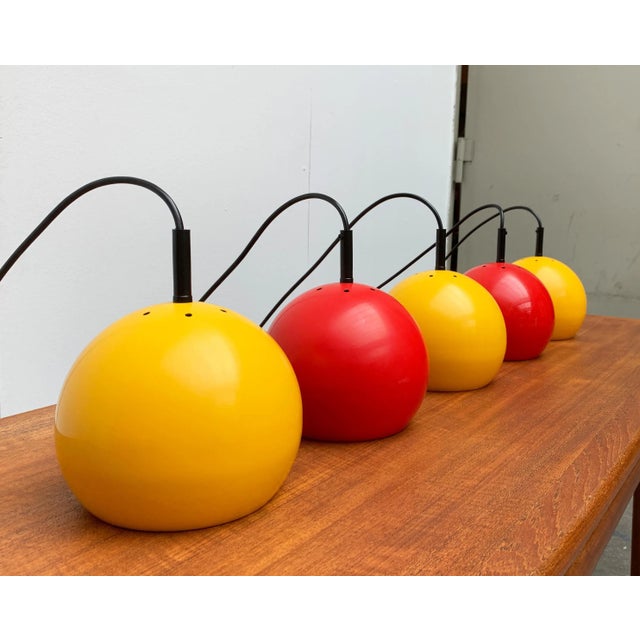 Mid-Century German Space Age Metal Ball Pendant Lamps, Set of 2 For Sale - Image 16 of 18