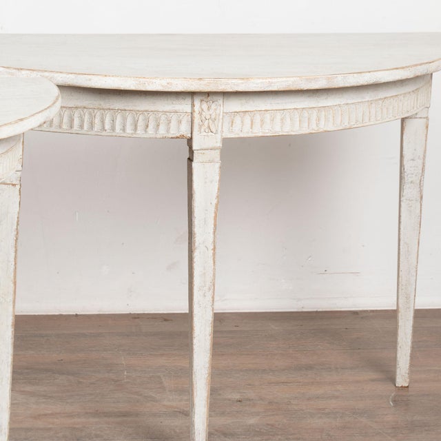 19th Century Swedish White Demi Lune Console Tables For Sale - Image 9 of 12