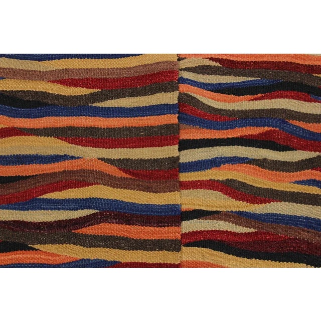 Textile Abstract Expressionism Hand-Woven Kilim Wool Rug - 8′4″ × 9′9″ For Sale - Image 7 of 8