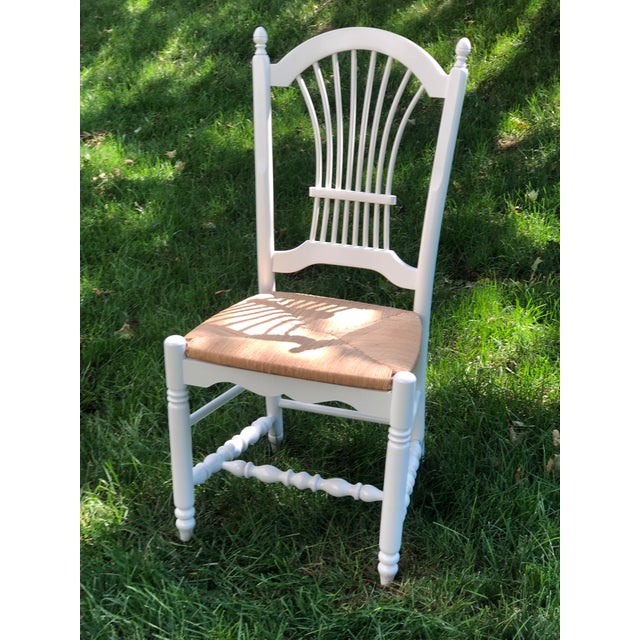 White Wheat Back Farmhouse Dining Chairs With Rush Seats Chairish