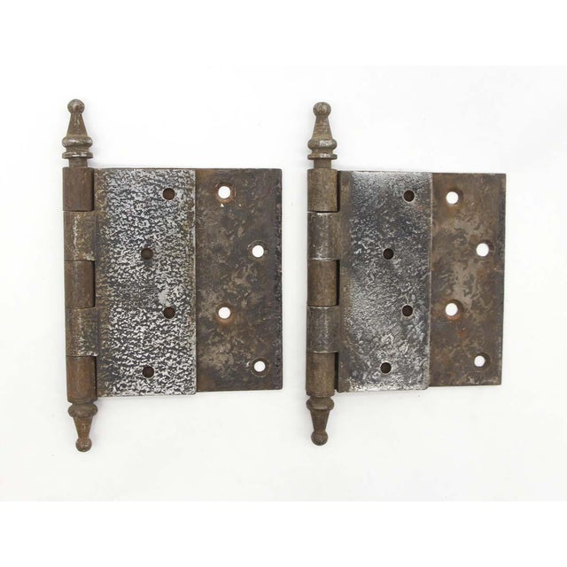 Pair of 6.25 X 4.5 Steel Hammered Commercial Door Hinges For Sale - Image 4 of 4