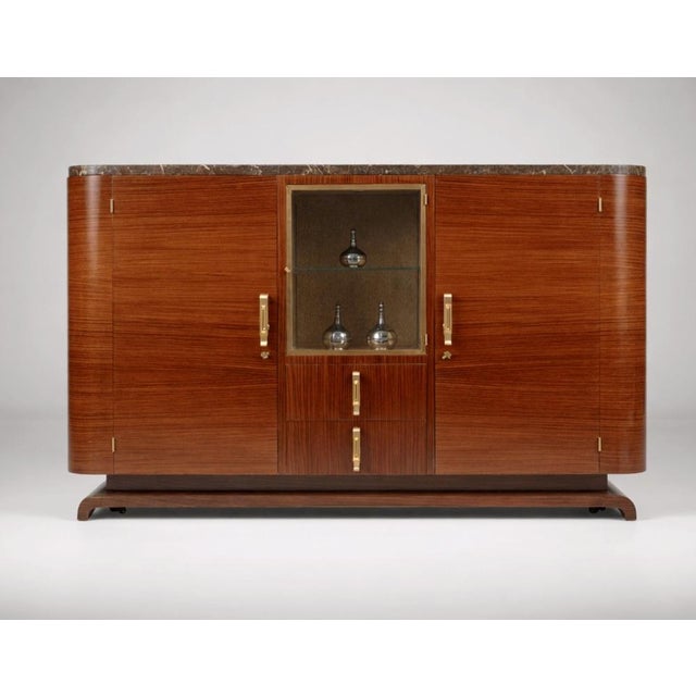 Art Deco credenza in palisandro and black marble. Excelent condition.
