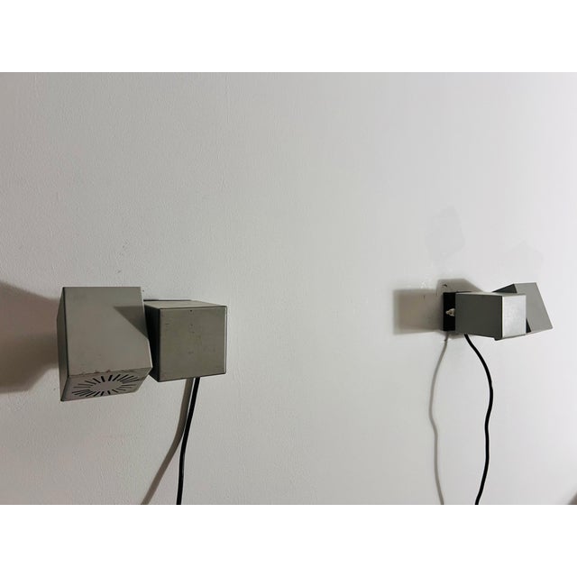 Metal Metal Cubic Wall Lamps attributed to Kaiser Idell / Kaiser Leuchten, Germany, 1970s, Set of 2 For Sale - Image 7 of 13