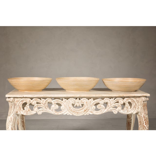 Country Style Vintage Woven Reed Decorative Bowls in Cream Tones - Set of 3 For Sale In New York - Image 6 of 12