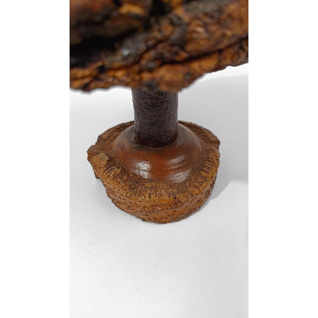 Vintage Rustic Handcrafted Wooden Pedestal Bowl in the style of Mountain Folk Art, 1950s For Sale - Image 15 of 18