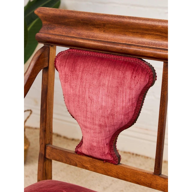 Ruby Red Antique Harp Back Settee For Sale - Image 8 of 12