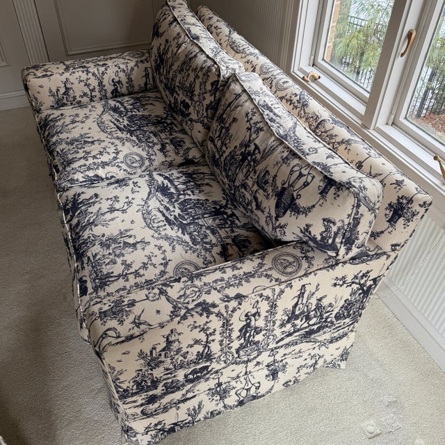 Blue Toile Loveseat For Sale - Image 8 of 8