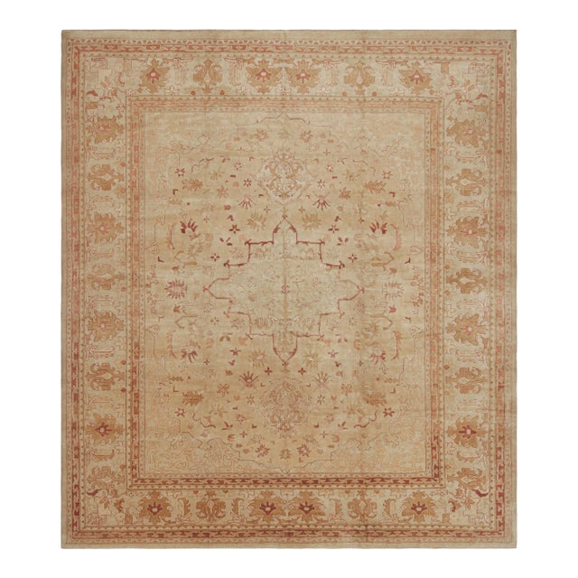 Classic Oushak Style Rug in Gold & Maroon Floral Pattern by Rug & Kilim For Sale