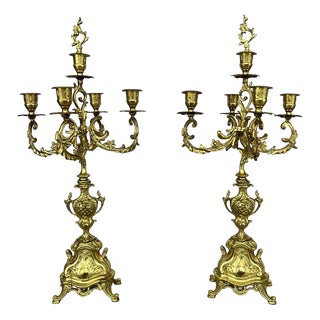 Vintage French Candleholders in Brass, Set of 2 For Sale