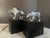 Vintage polished, heavy cast chromed metal bull and bear pair of bookends are mounted on leather clad, heavy base. Also...