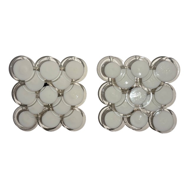 Disc Wall Sconces attributed to Vistosi, Murano, 1970, Set of 2 For Sale