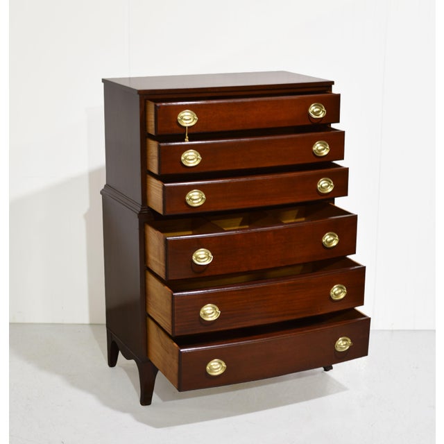 Mid Century Federal Style Mahogany Highboy Chest of Drawers For Sale - Image 4 of 11