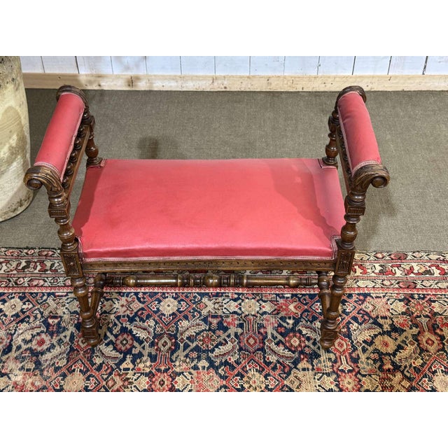 Breton walnut piano stool from the 1930s - W=79cm D=38cm H=62cm HA=40cm