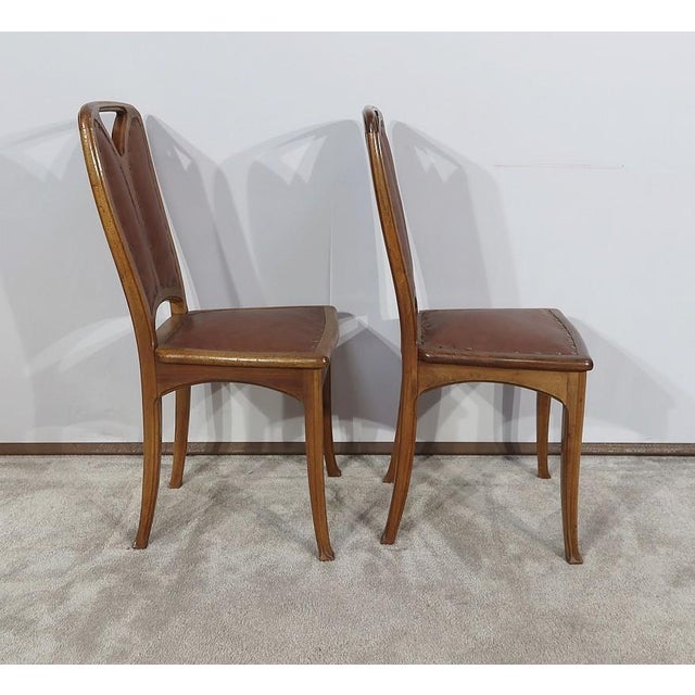Set of Art Nouveau Walnut Chairs, 1890s For Sale - Image 4 of 18