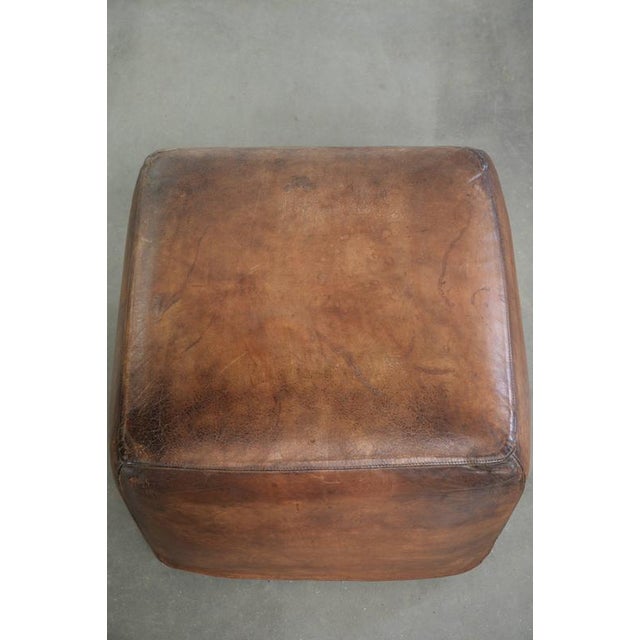 Large Vintage Sheepskin Ottoman For Sale - Image 6 of 12