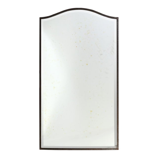 Paul Ferrante Style Modern Textured Frame Floor Mirror With Beveled Glass For Sale