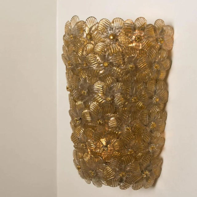 1960s Flower Wall Lights attributed to Barovier & Toso, 1990s, Set of 2 For Sale - Image 5 of 18