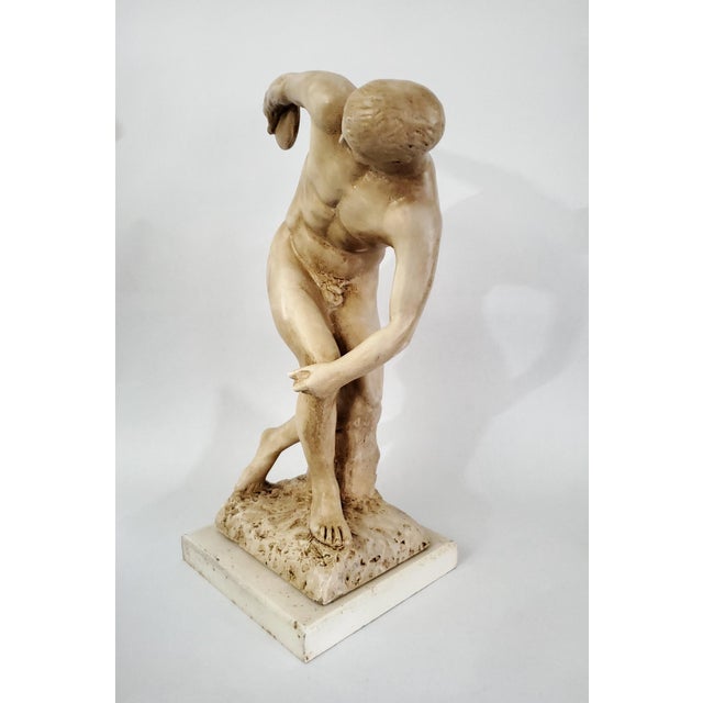 Wood 1950s Plaster Discobolus Table Sculpture Statue For Sale - Image 7 of 13