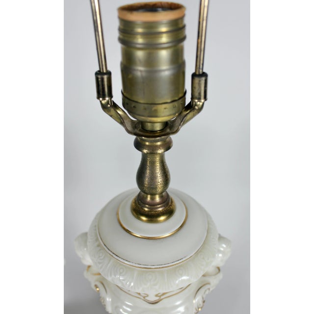 Pair of Mid-Century Parcel-Gilt Porcelain Cherub Form Lamps For Sale In San Diego - Image 6 of 9