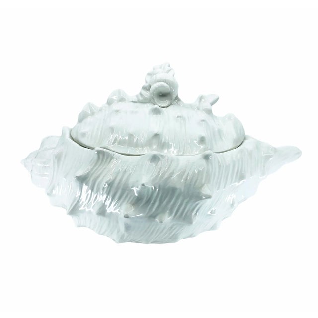 Gorgeous Large Ceramic Shell Soup Tureen. Absolute beautiful shape with decorative shell handle on lid. Would be a...