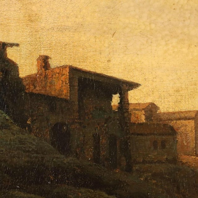 View of the Broken Bridge in Rome, Oil on Canvas For Sale - Image 5 of 14