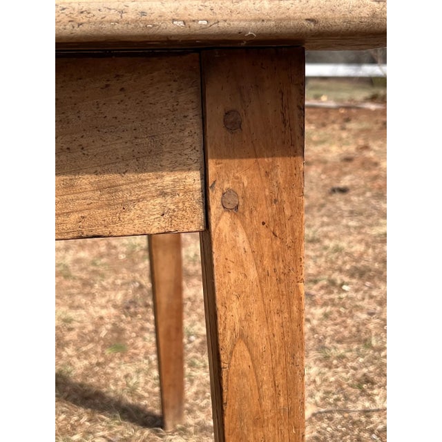 Early 19th Century Provincial Farmhouse Work Table, Scrubbed Fruitwood For Sale - Image 9 of 13