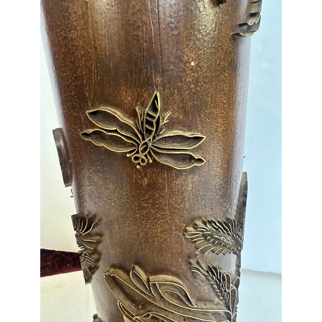Vintage Wood and Metal Wallpaper Roller Table Lamps -a Pair For Sale - Image 12 of 14