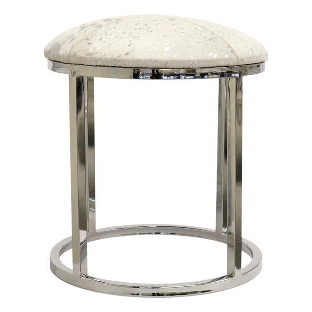 Pasargad Home Safari St. Steel Frame Cowhide Stool For Sale
