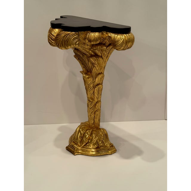 Small Giltwood & Black Laquer Consoles in the Manner of Serge Roche For Sale - Image 11 of 14
