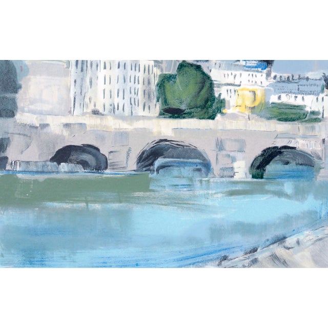 Mid 20th Century "Bord De Fleuve" Impressionist Landscape of Riverside Paris, Lithograph on Paper by Jacques Voyet For Sale - Image 5 of 6