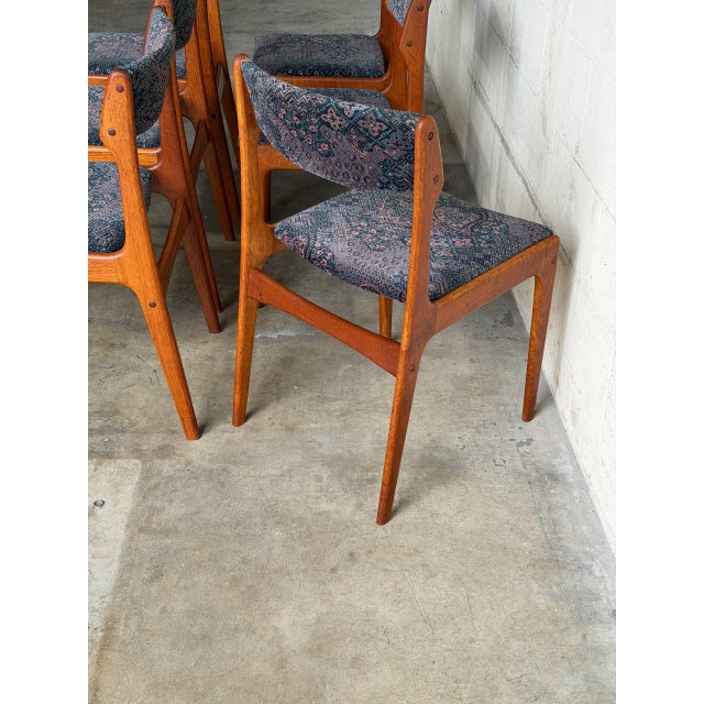 Teak Dining Chairs in Style of Erik Buch Mid Century Modern Seating Set of 6 Denmark 1960s For Sale In Los Angeles - Image 6 of 10