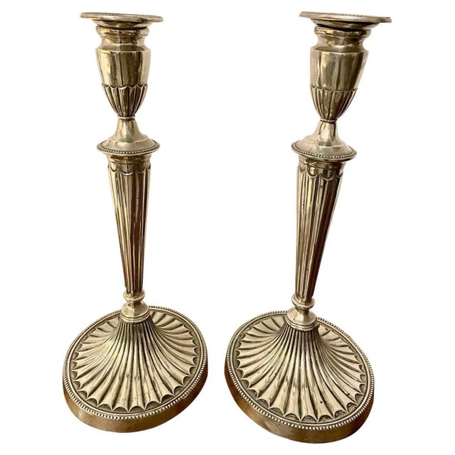 Antique Edwardian Silver Painted Candlesticks, Set of 2 For Sale - Image 9 of 9