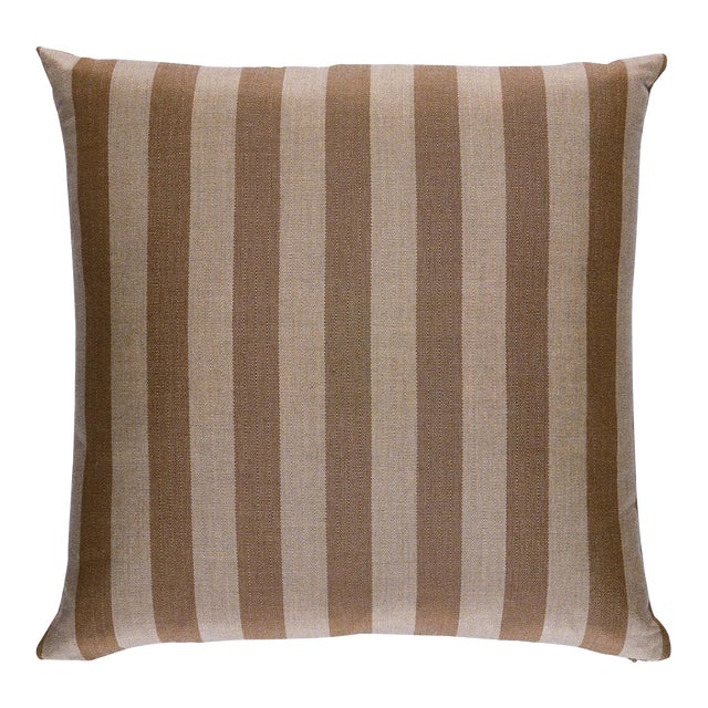 Schumacher Hanson I/O Stripe 22" Pillow In Flax For Sale