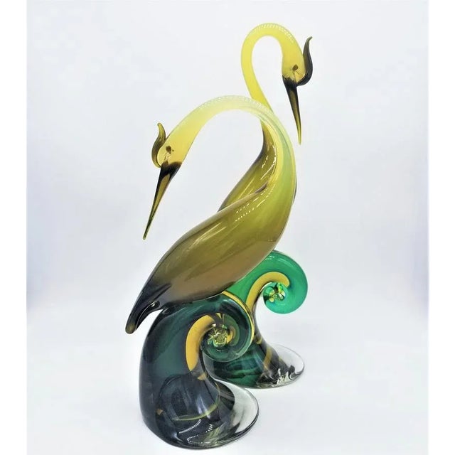 Salviati 1970s Vintage Salviati Murano Glass Herons - a Pair For Sale - Image 4 of 11