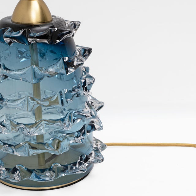 Blue Rostrato Murano Glass Table Lamps, 2000, Set of 2 For Sale - Image 4 of 7