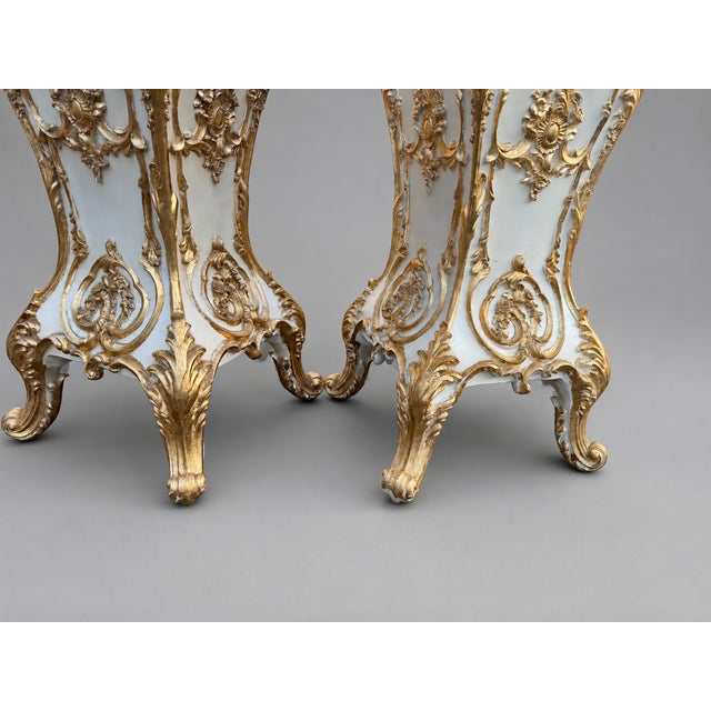 Late 20c Italian Baroque Cream Gold Pedestals - Pair For Sale - Image 10 of 18