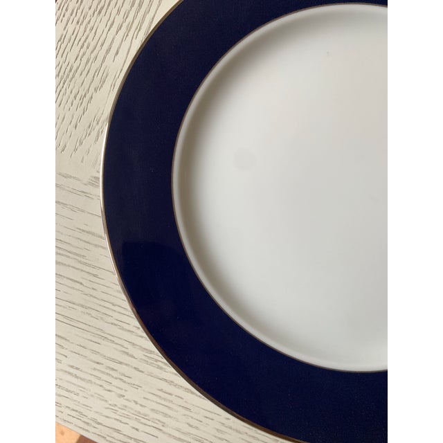 Late 20th Century Bernardaud Limoges "Opaline Navy" Banded Chargers-/ Plates Set of 6 For Sale - Image 5 of 9
