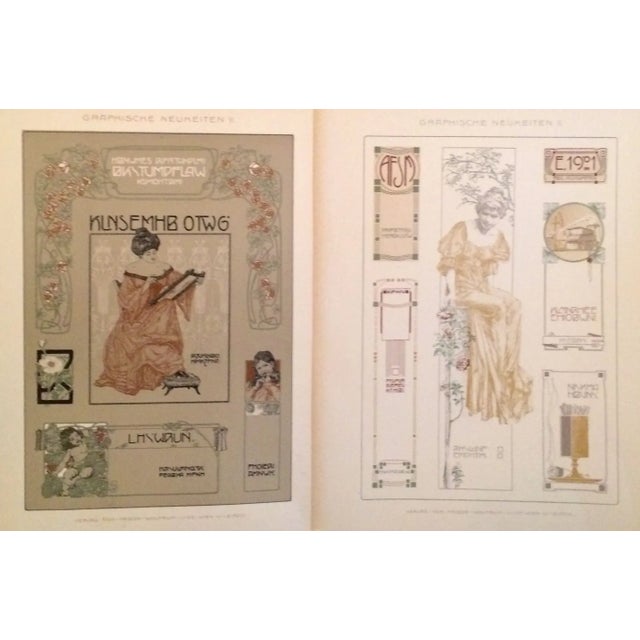 1900 German Decorator Golden Ladies Prints - Pair For Sale