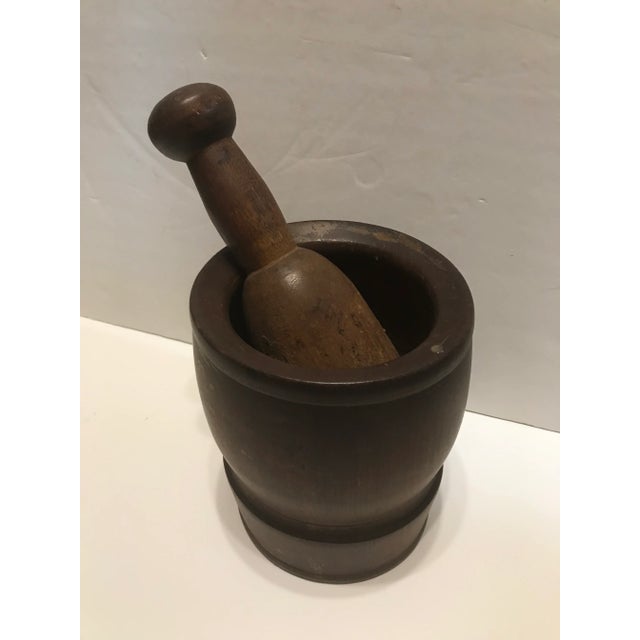 Antique Mid 19th Century Wooden Mortar and Pestle For Sale - Image 4 of 6