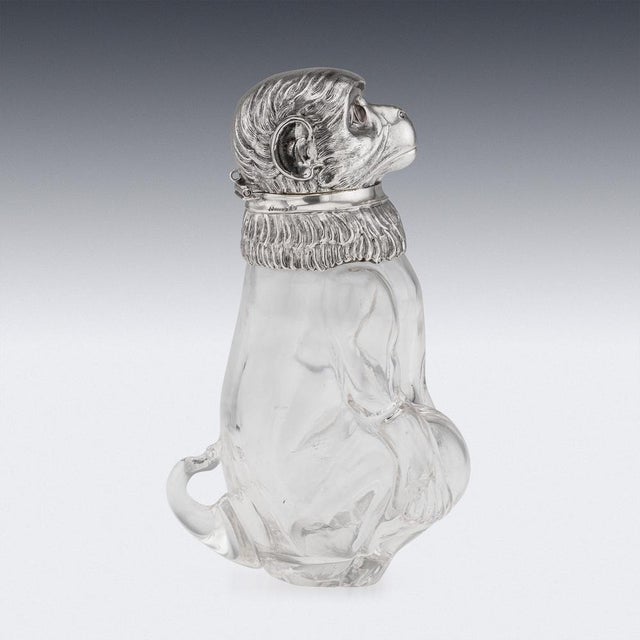 Antique German Silver and Glass Novelty Monkey Claret Jug, 1900 For Sale - Image 17 of 18