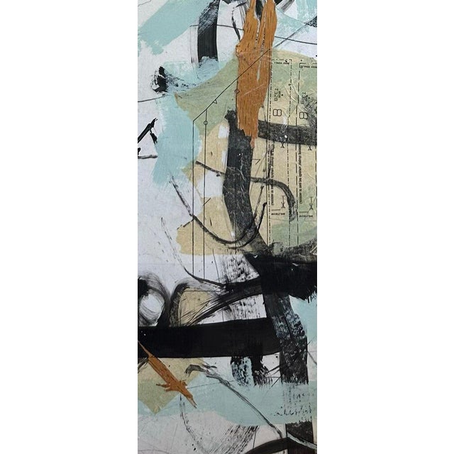 Christiane Corcelle "Whispers of the Forest 5" Mixed Media on Canvas, Tall Narrow Abstract Painting in Sage, Aqua and Black, 2024 For Sale In Boston - Image 6 of 9