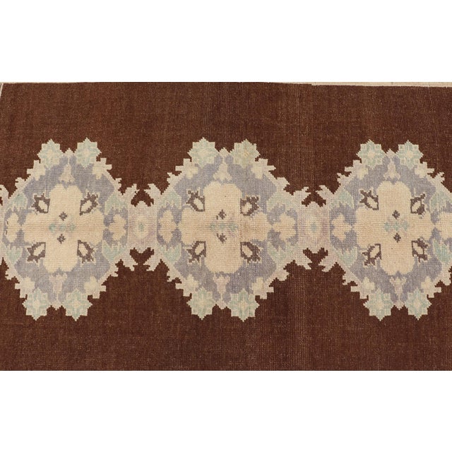 Vintage Turkish Oushak Runner With Floral Medallions in Brown, Gray, Taupe For Sale - Image 11 of 13