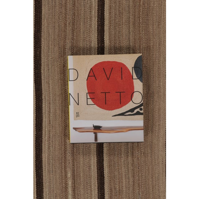 1960s Vintage Palas Bidjar Square Kilim in Brown With Contrasting Stripes - Rug & Kilim For Sale - Image 5 of 10