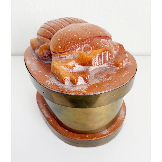 1970s Scarab Beetle Brass & Wood Box by Sarreid, Attributed For Sale In Sacramento - Image 6 of 10