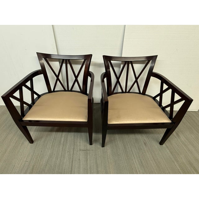 Barbara Barry for Baker Furniture Double X Armchairs, Pair For Sale - Image 9 of 12