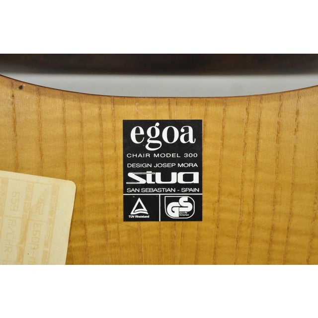 Josep Mora for Egoa Model 300 Mid Century Modern Burl Wood Arm Chair - Set of 4 For Sale - Image 18 of 18