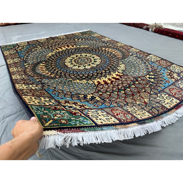 Hand-Knotted Afghan Gonbad Dome Design Medallion Rug - 6'10" X 5'0" For Sale - Image 11 of 12