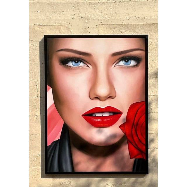 This captivating vintage oil portrait on canvas showcases a striking composition of vivid colors and impeccable detail....